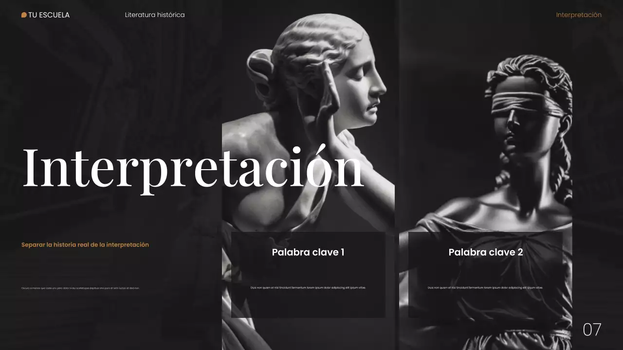 Presentación web de literatura histórica moderna