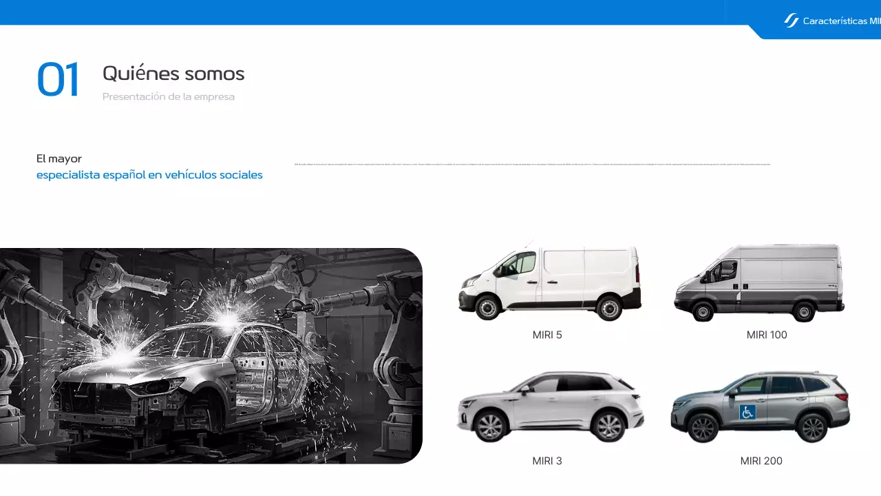 Promoción de vehículos especiales modernos azules