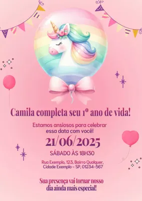 Cartaz de convite de aniversário de fantasia rosa