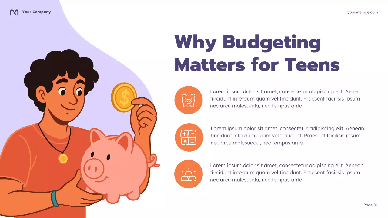 Purple Cartoon Budgeting Course Presentation