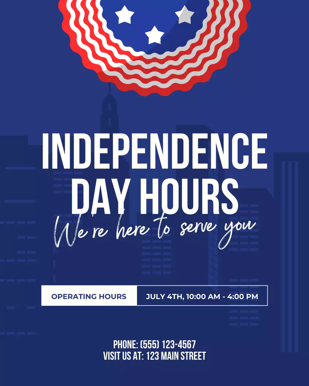 Blue Patriotic Independence Day Announcement Instagram Post