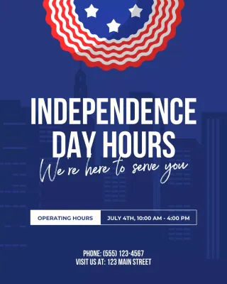 Blue Patriotic Independence Day Announcement Instagram Post