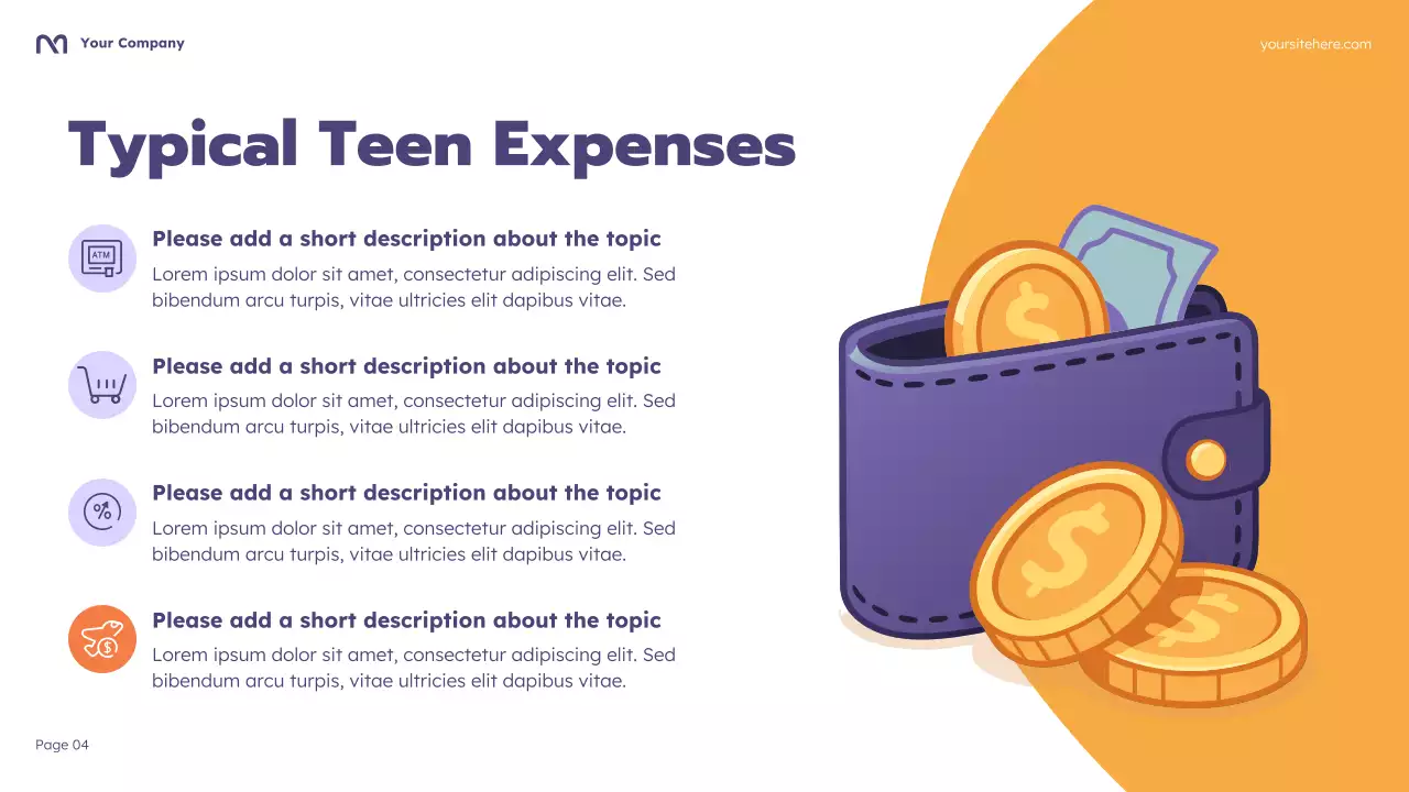 Purple Cartoon Budgeting Course Presentation