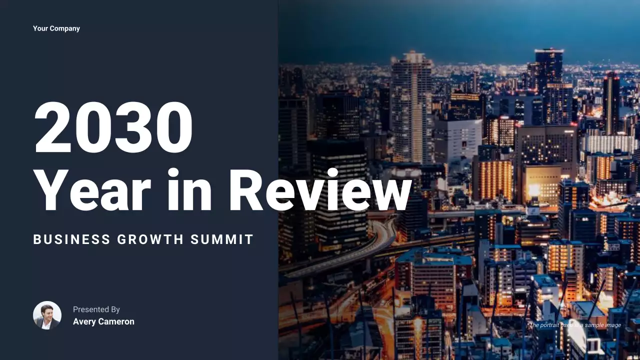 Navy Modern Business Yearly Review Presentation