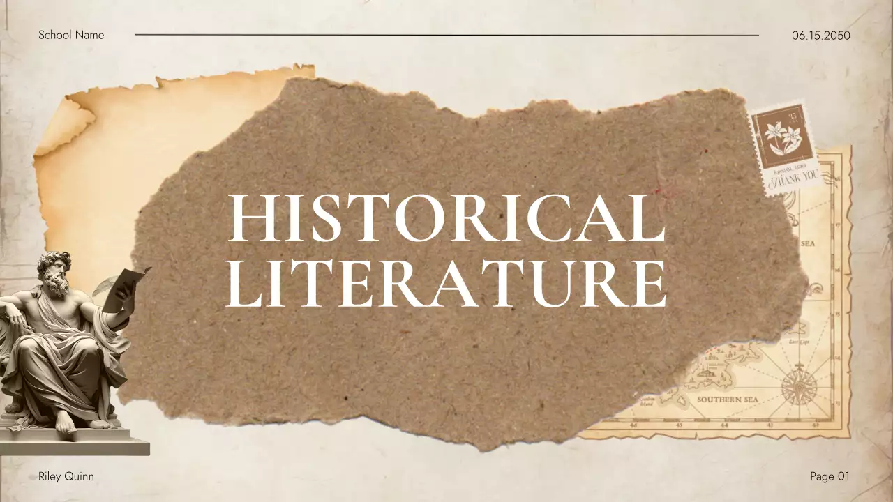 Beige Vintage Historical Literature Guide Presentation