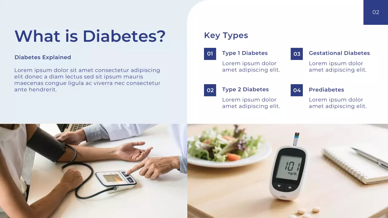 Blue Modern Health Diabetes Awareness Presentation