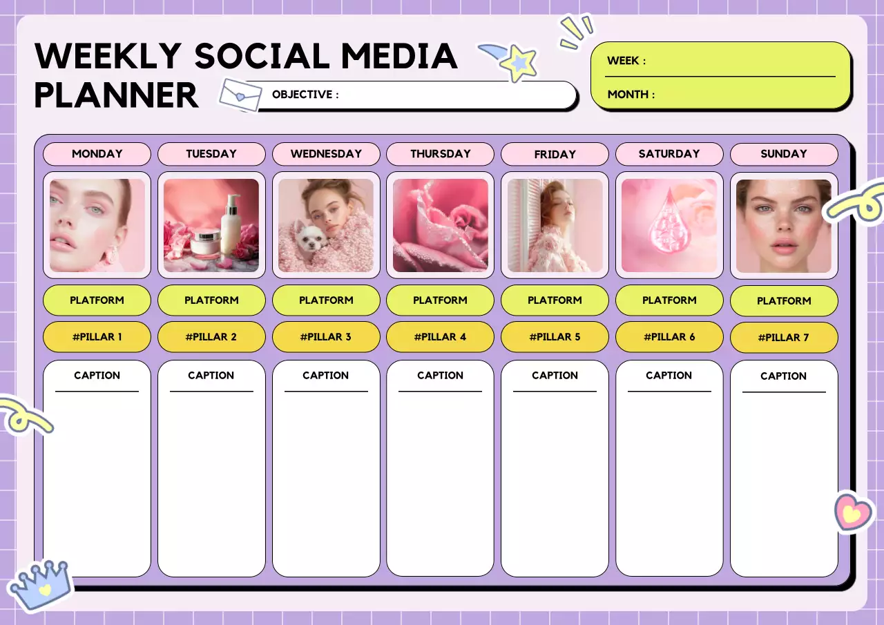 Purple Modern Social Media Planner Poster