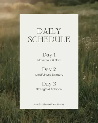 Green Minimalist Nature Retreat Schedule