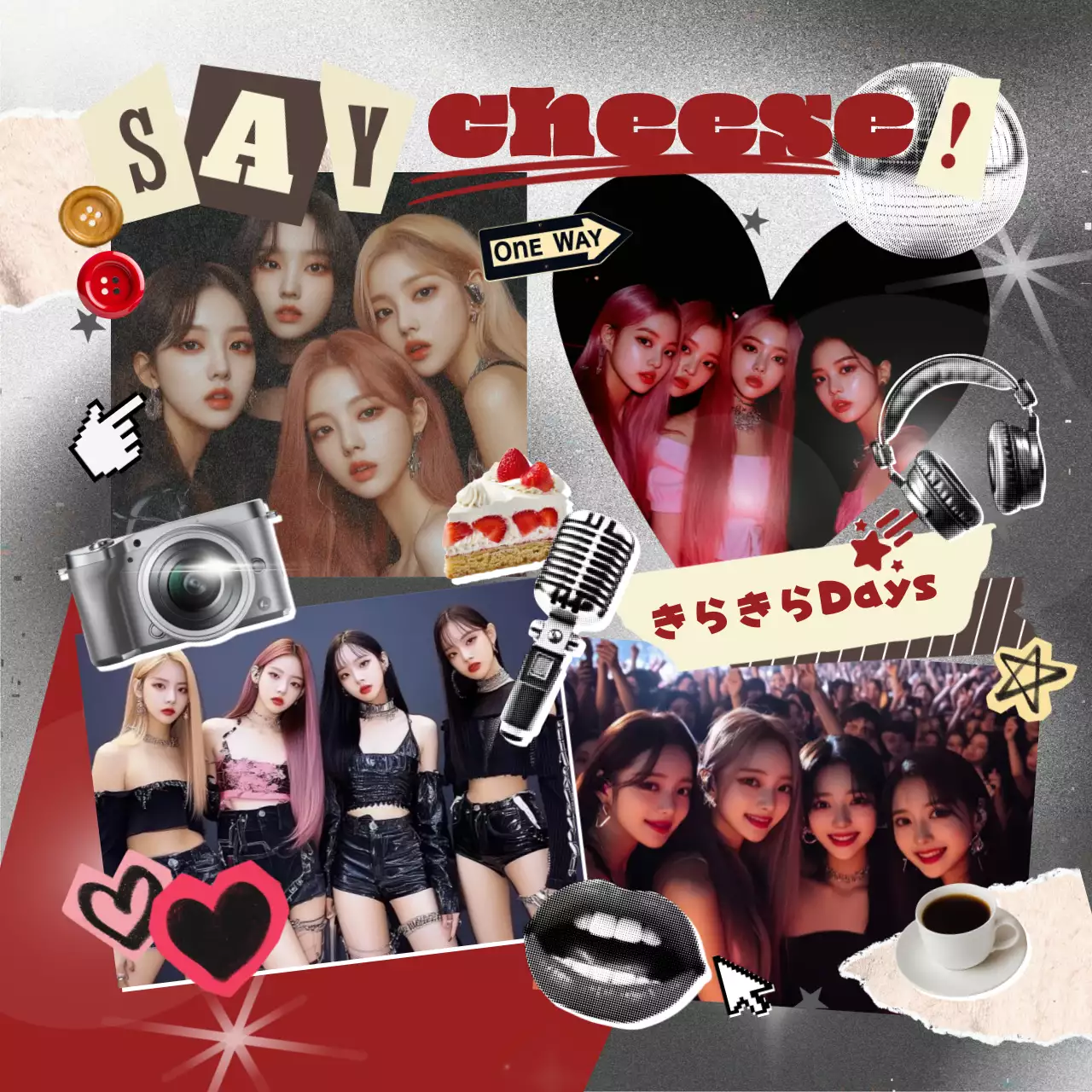 カラフル コラージュ 写真 ステッカー ビンテージ