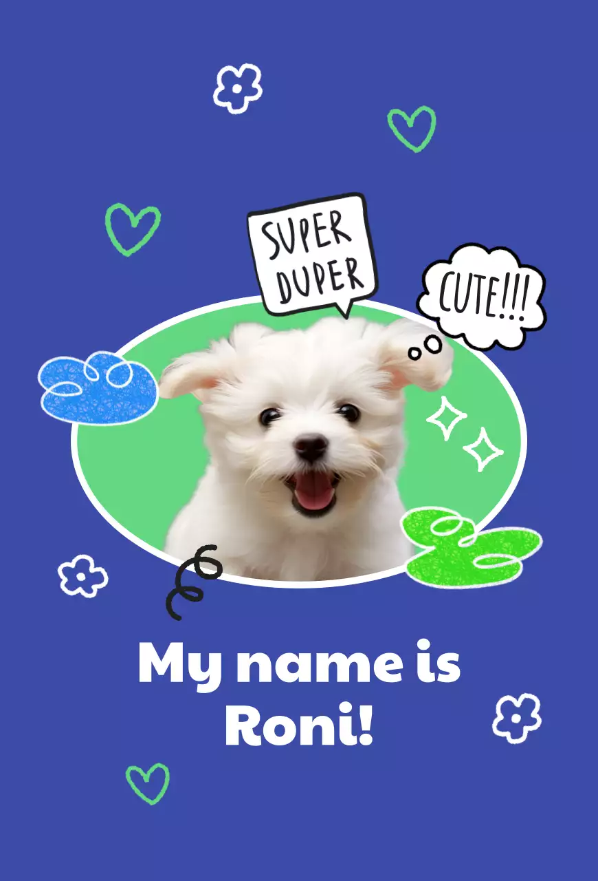 파랑 아기자기한 반려동물 엽서