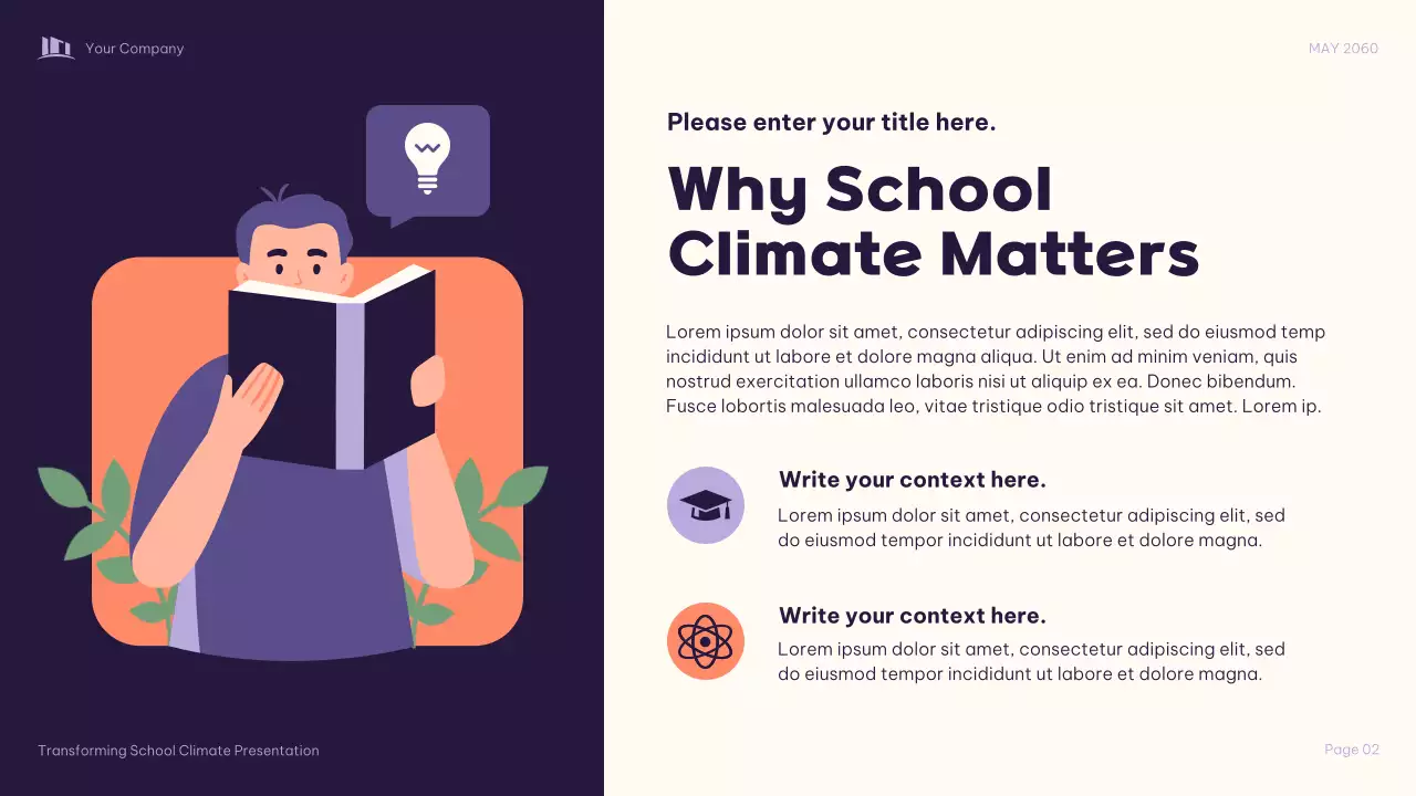 Purple Illustrative School Climate Transformation Presentation