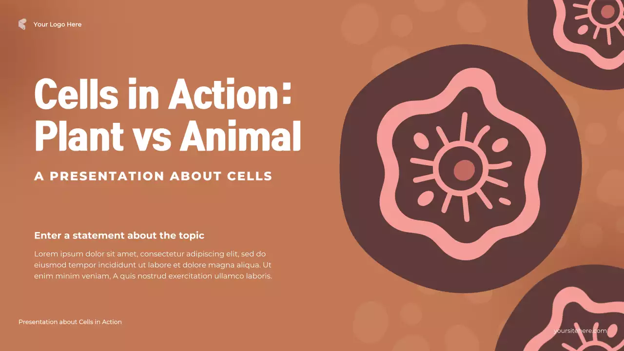 Brown and Pink Illustrative Cell in Action Plant vs Animal Presentation