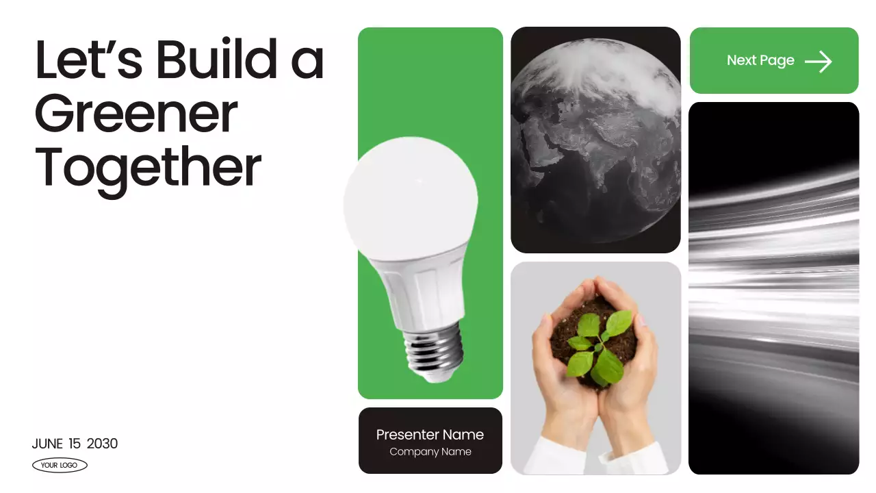Green Modern Sustainability Announcement Presentation