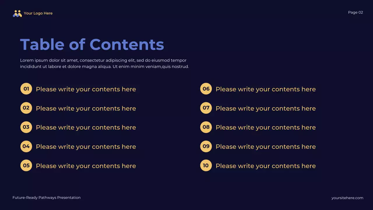 Apresentação geral dos caminhos prontos para o futuro em azul abstrato