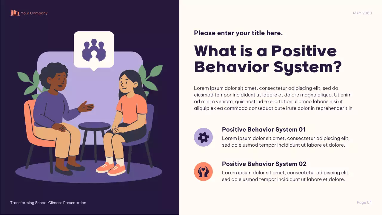 Purple Illustrative School Climate Transformation Presentation