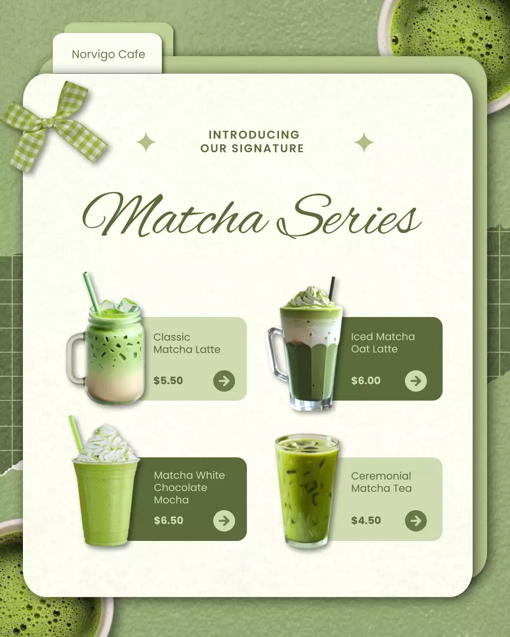 Green Modern Playful Matcha Menu Instagram Post