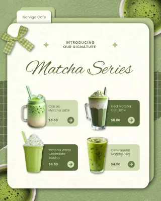 Green Modern Playful Matcha Menu Instagram Post
