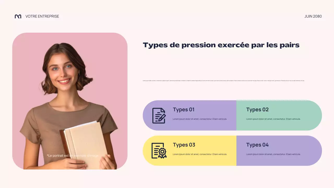 Présentation colorée et abstraite sur la pression des pairs
