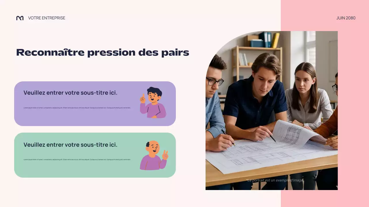 Présentation colorée et abstraite sur la pression des pairs