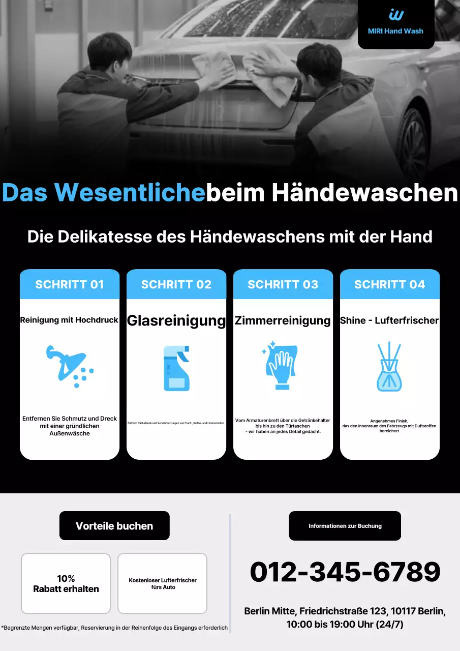 Schwarze moderne Autowaschwerbung