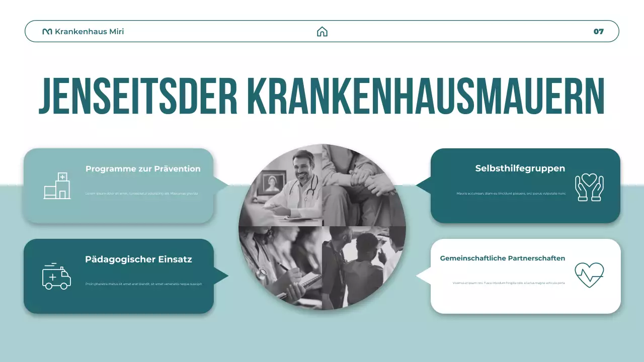 Blaugrüne Präsentation zur modernen Gesundheitsförderung