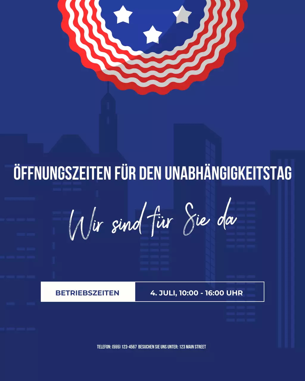 Blaue patriotische Feiertagsankündigung in den sozialen Medien