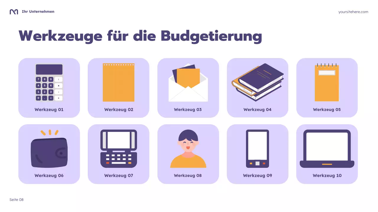Lila Cartoon Budgetierungskurs Präsentation