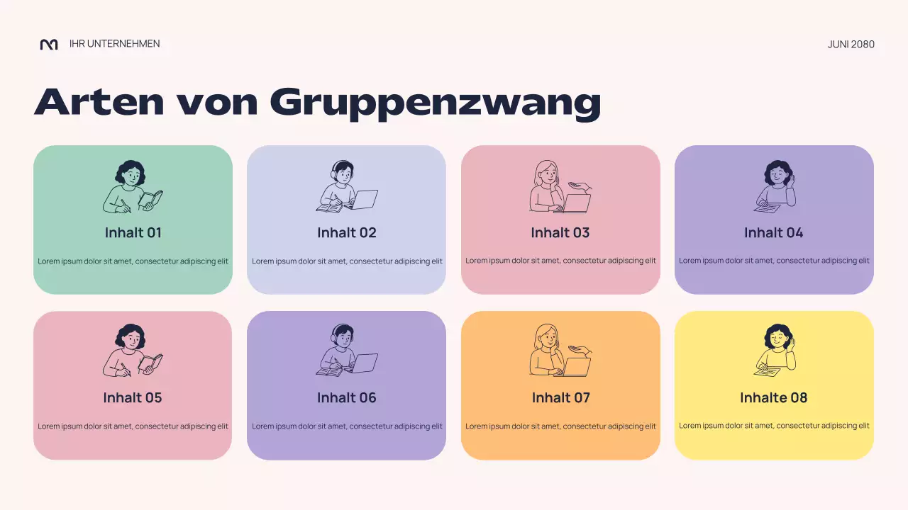 Farbenfrohe abstrakte Vorlesung zum Thema Gruppenzwang Präsentation