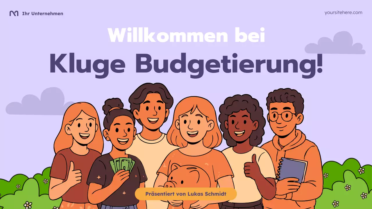 Lila Cartoon Budgetierungskurs Präsentation