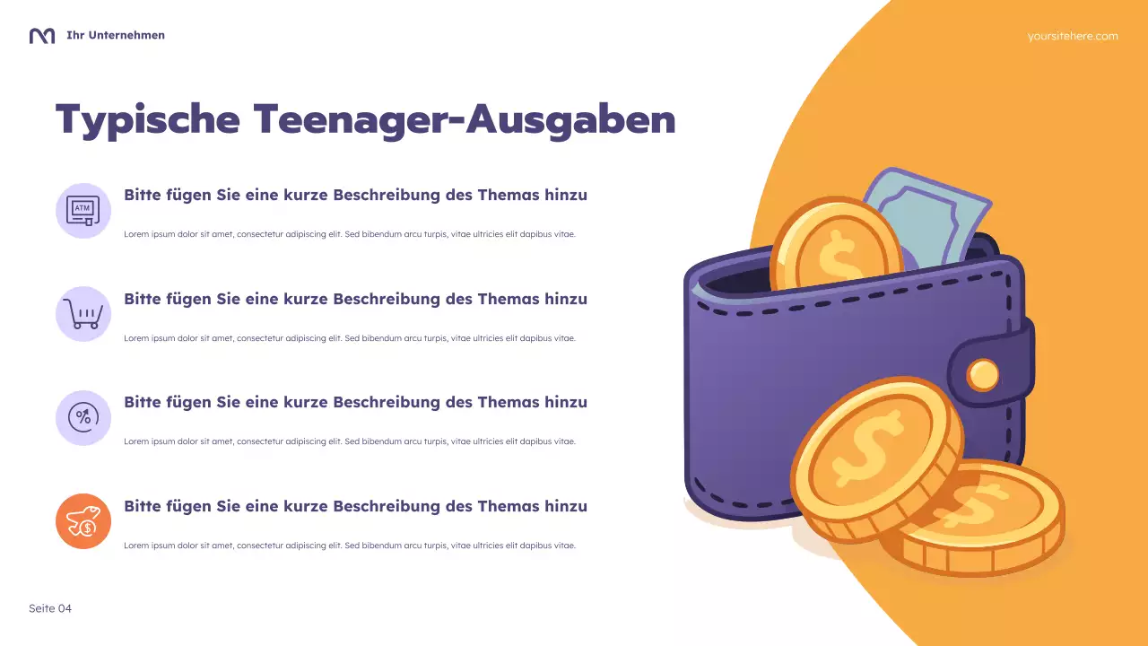 Lila Cartoon Budgetierungskurs Präsentation