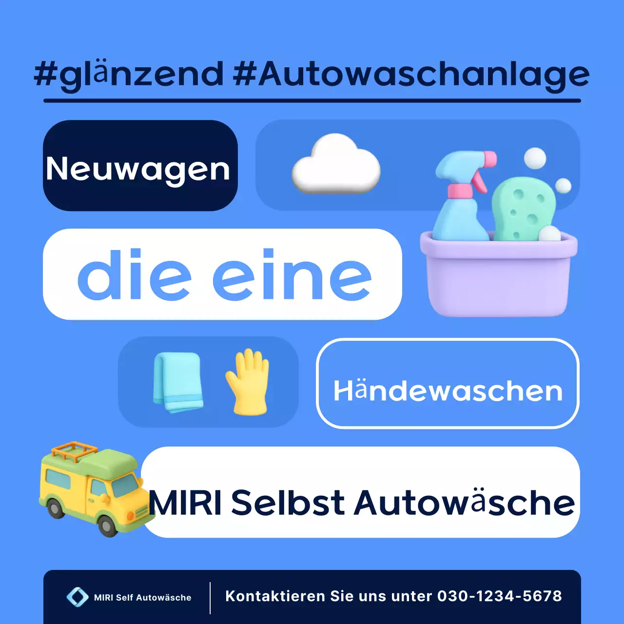 Blaue moderne Autowaschwerbung