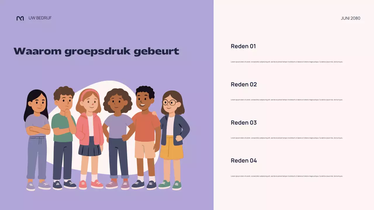 Kleurrijke abstracte presentatie over groepsdruk