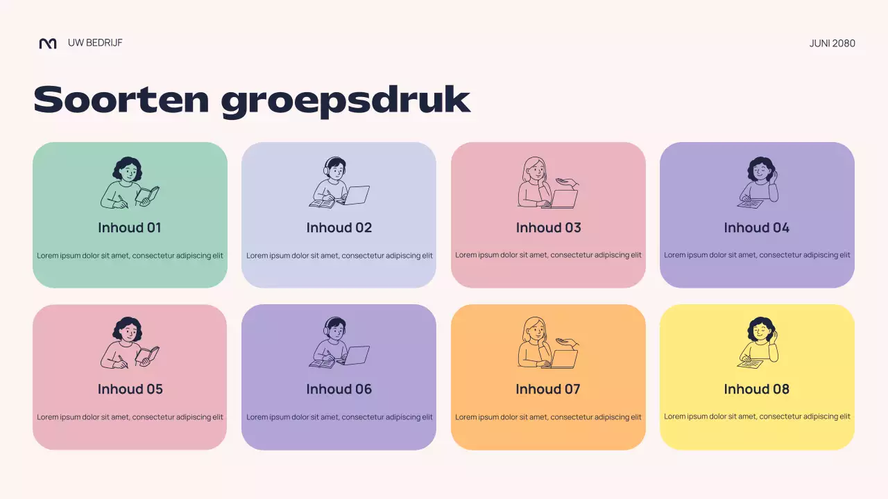 Kleurrijke abstracte presentatie over groepsdruk