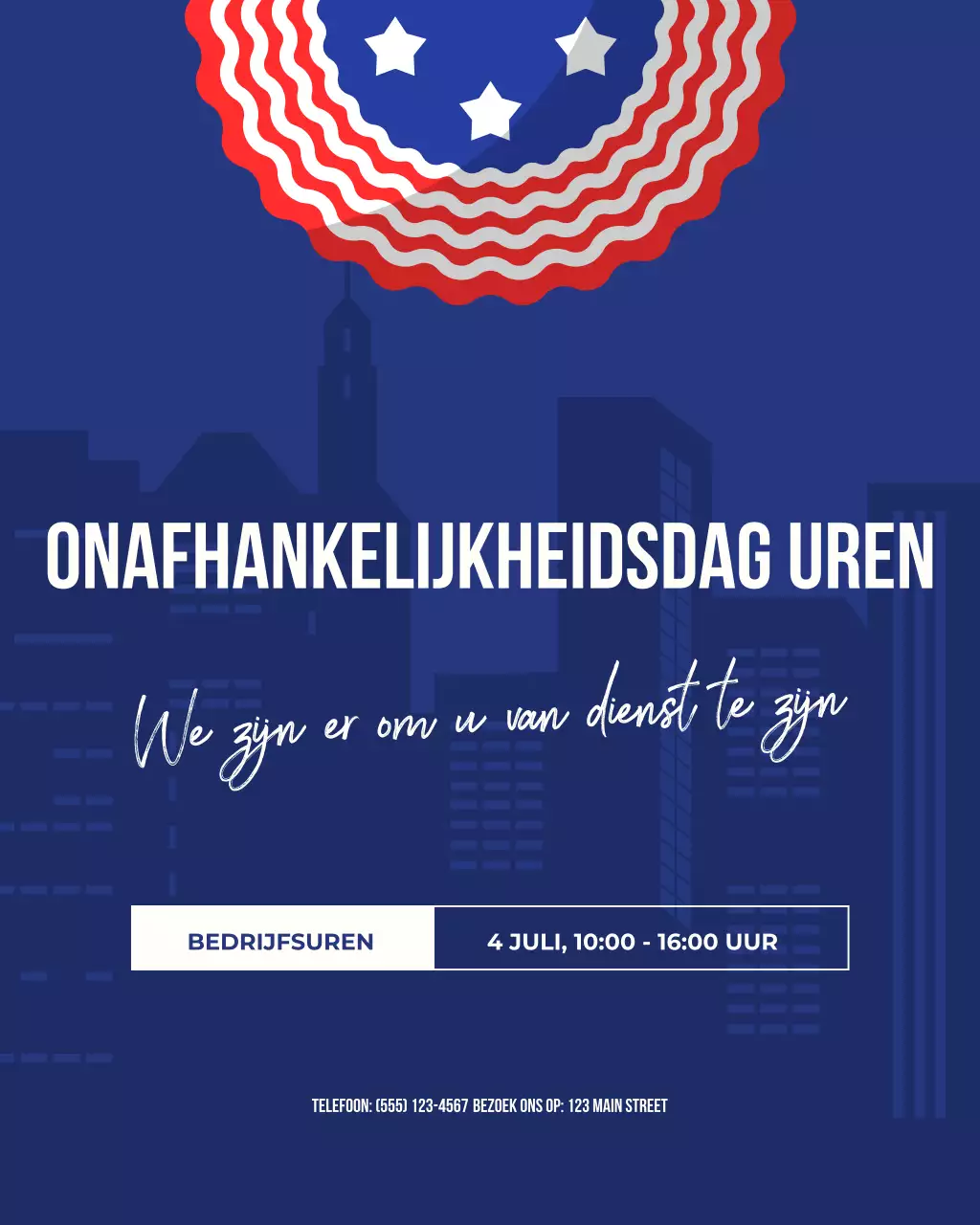 Aankondiging van de Blauwe Patriottische Vakantie op sociale media