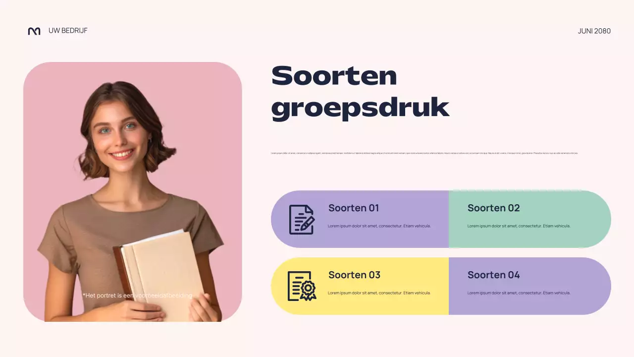 Kleurrijke abstracte presentatie over groepsdruk