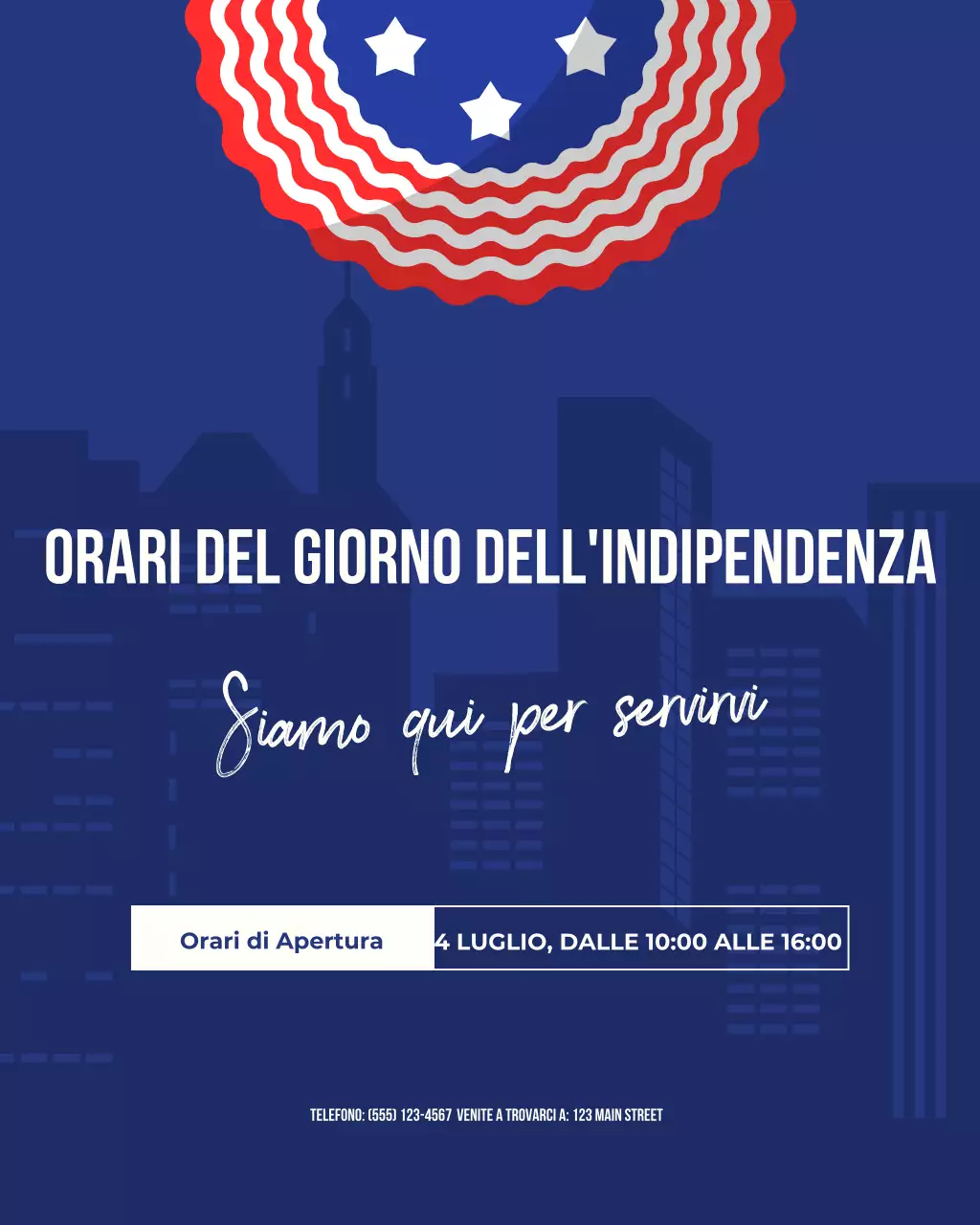 Annuncio della festa patriottica blu sui social media
