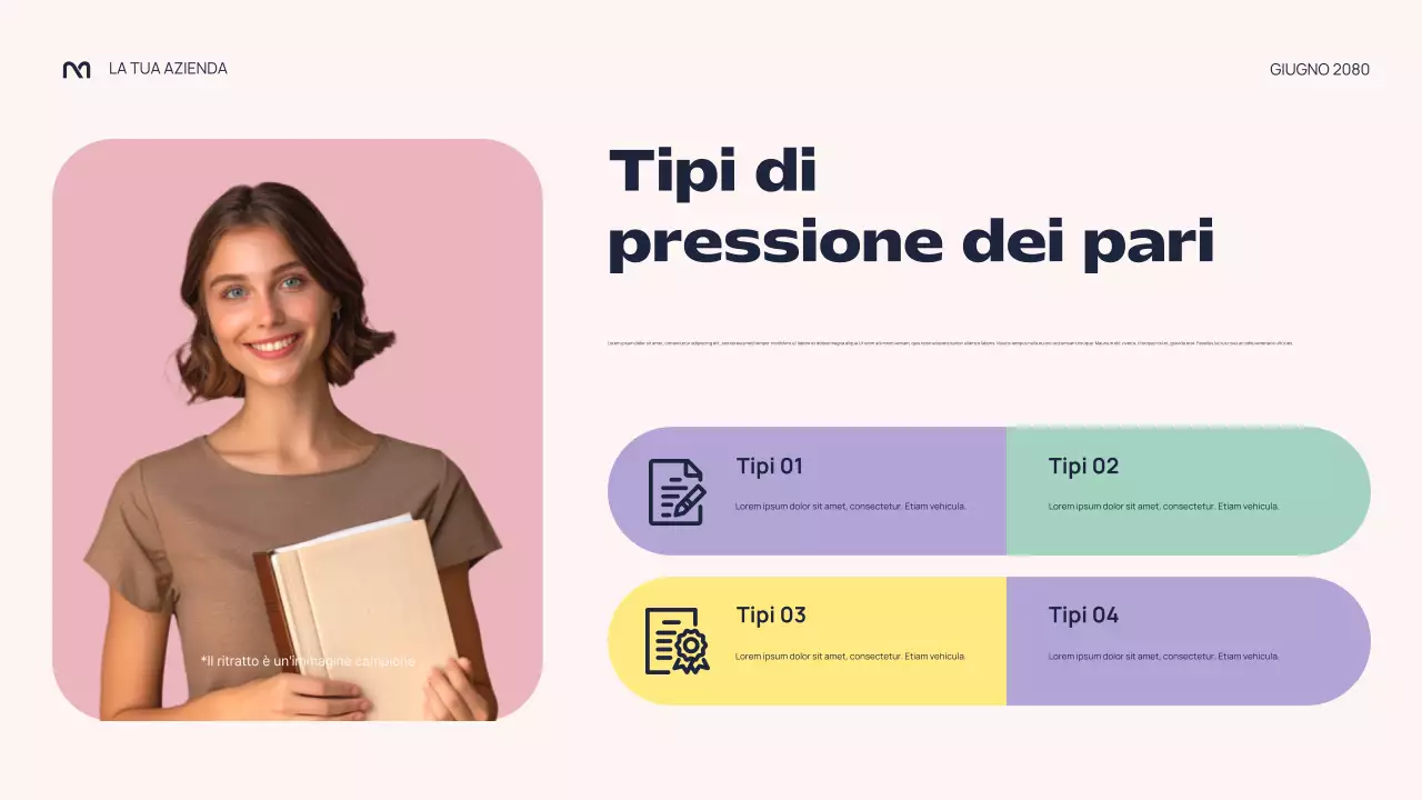 Presentazione della lezione sulla pressione dei pari astratta e colorata