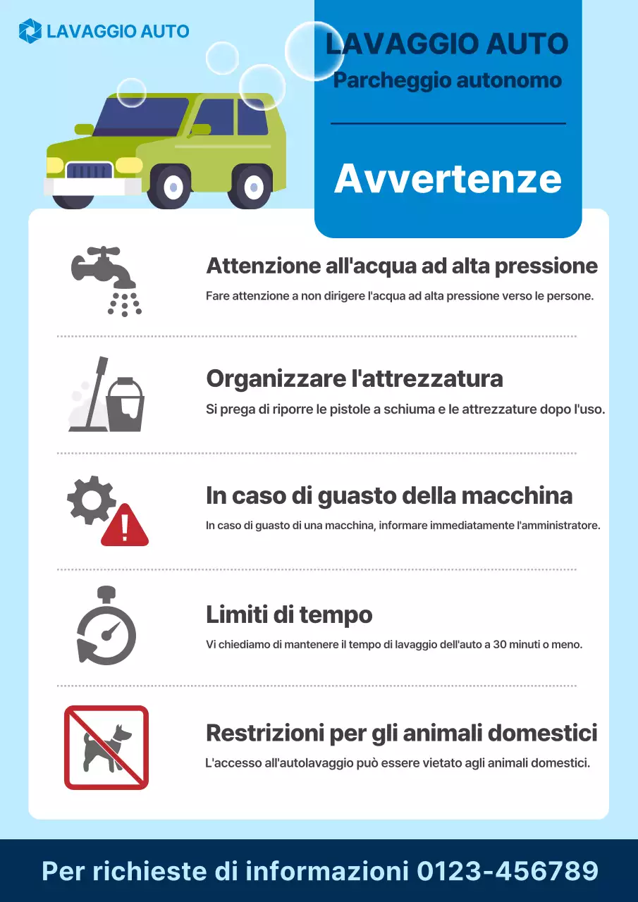 Guida al lavaggio auto semplice blu