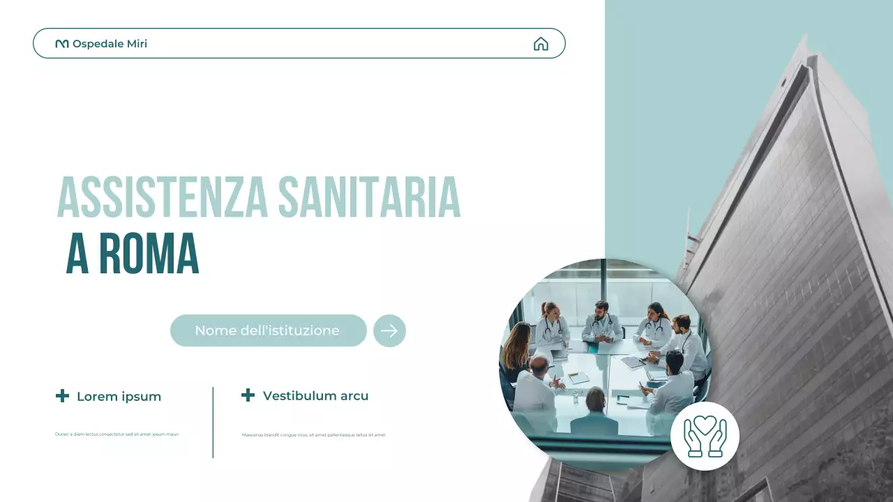 Presentazione sulla promozione dell'assistenza sanitaria moderna in verde acqua