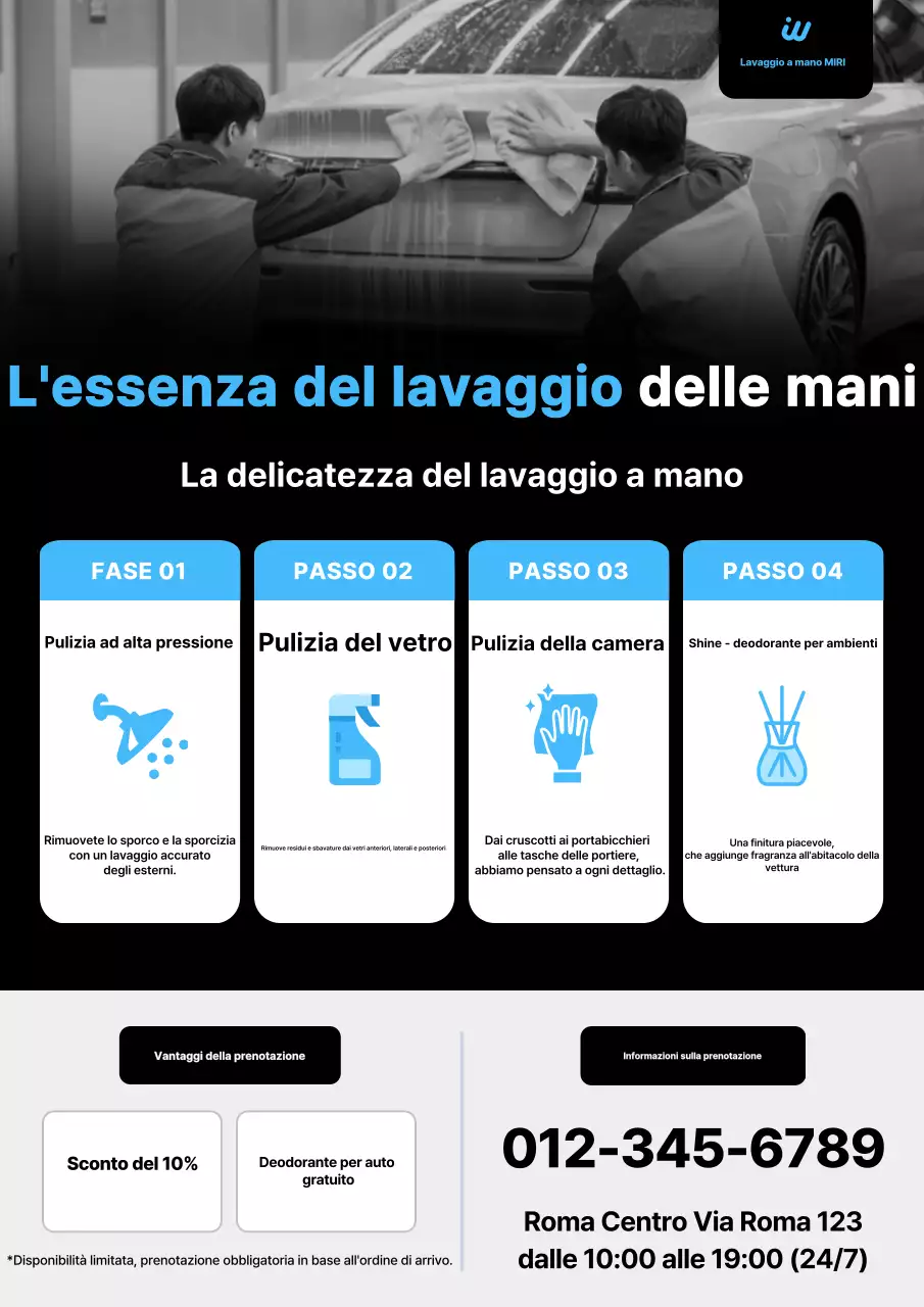 Pubblicità di un autolavaggio moderno nero