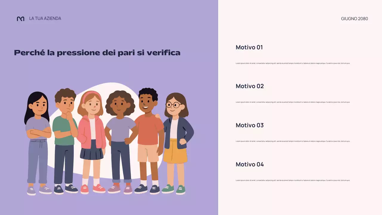 Presentazione della lezione sulla pressione dei pari astratta e colorata