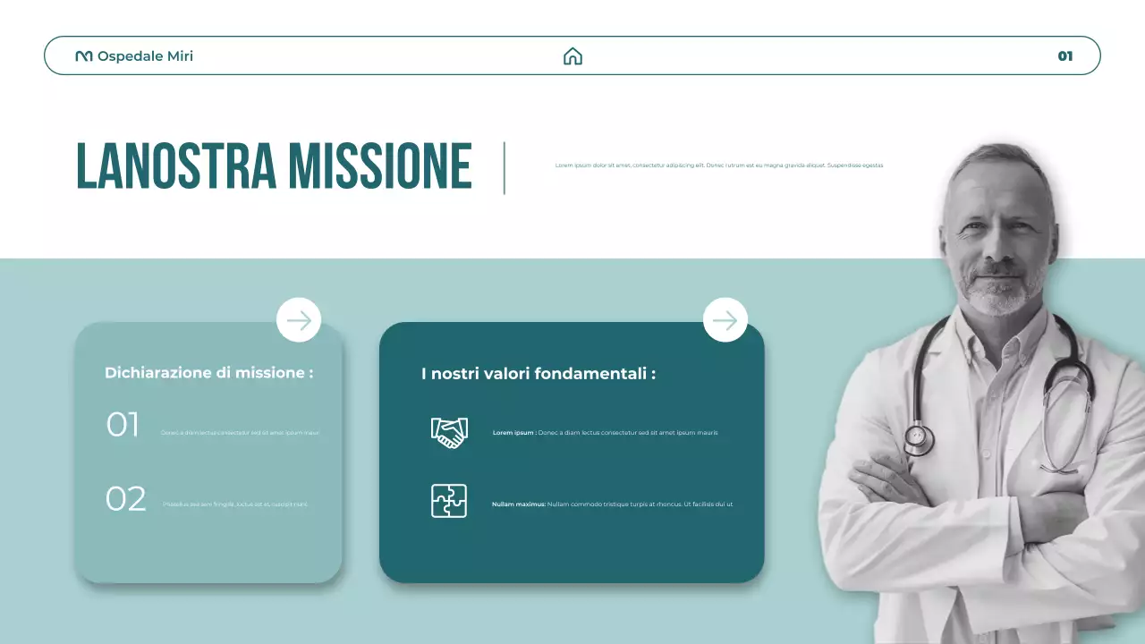 Presentazione sulla promozione dell'assistenza sanitaria moderna in verde acqua