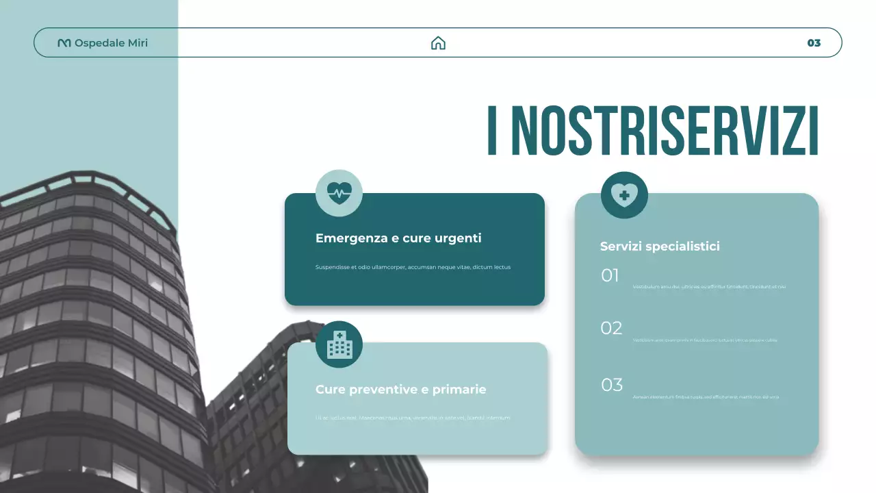 Presentazione sulla promozione dell'assistenza sanitaria moderna in verde acqua