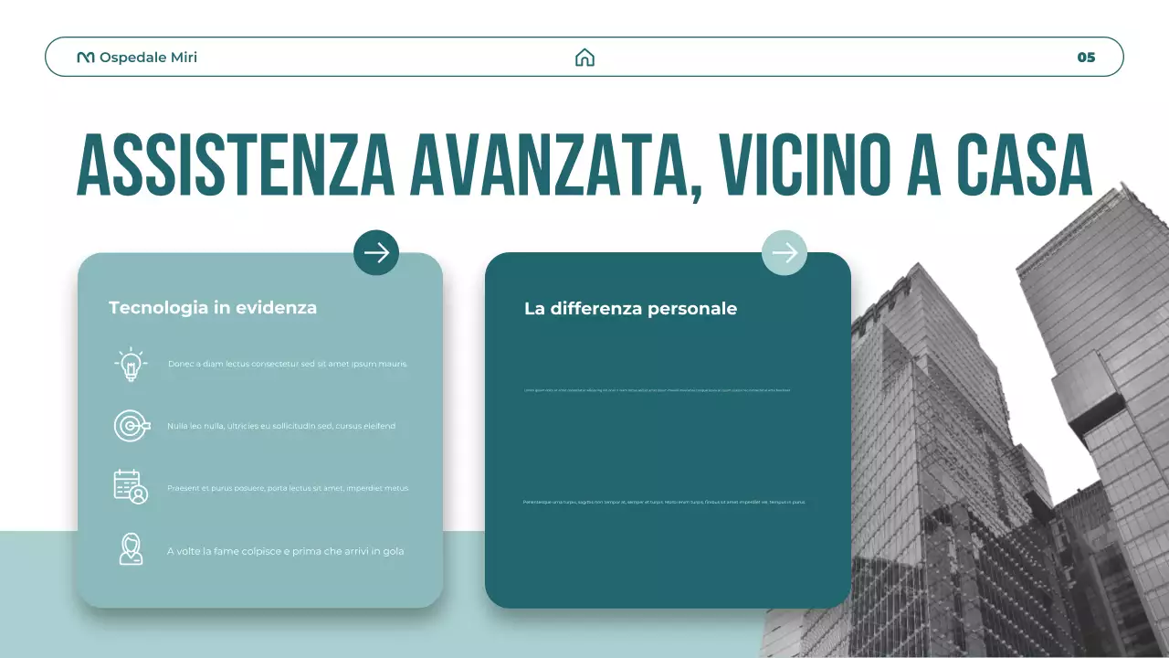 Presentazione sulla promozione dell'assistenza sanitaria moderna in verde acqua