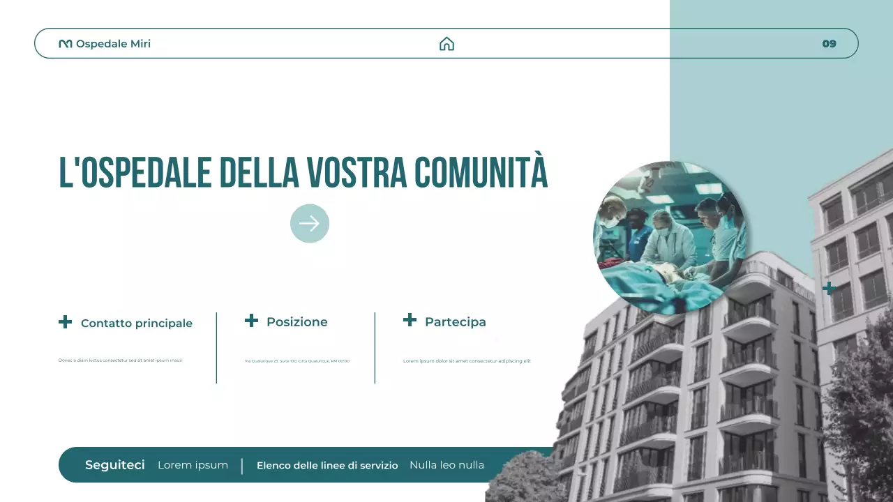 Presentazione sulla promozione dell'assistenza sanitaria moderna in verde acqua