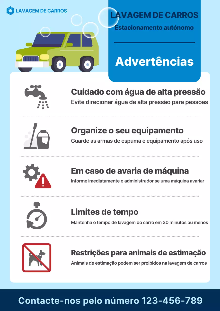 Guia de lavagem de carros Blue Simple