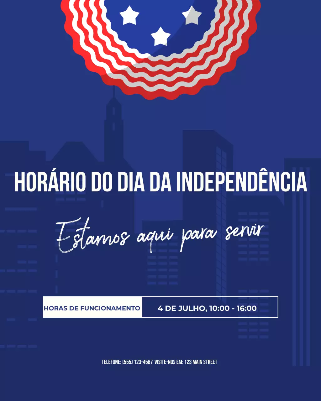 Anúncio de feriado patriótico azul nas redes sociais
