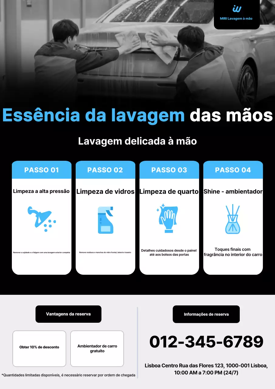 Anúncio de lavagem de carros moderna preta