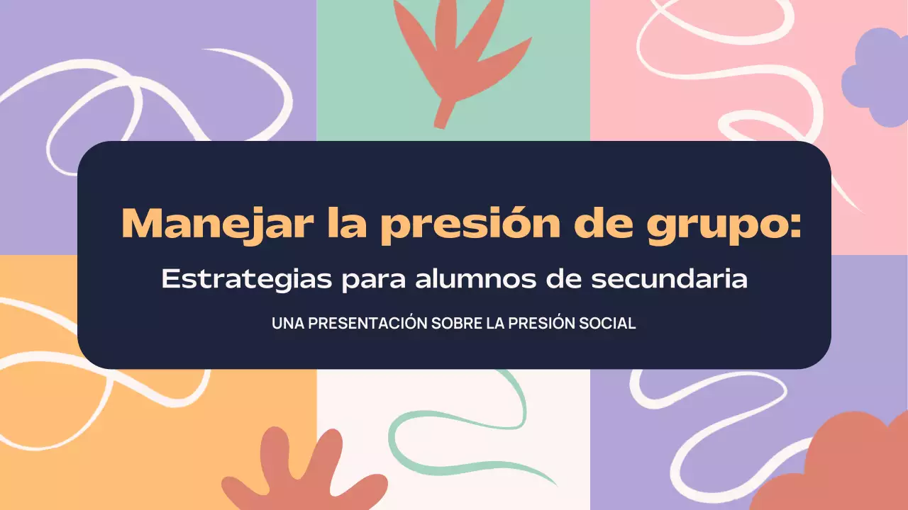 Presentación abstracta y colorida de una conferencia sobre la presión de grupo