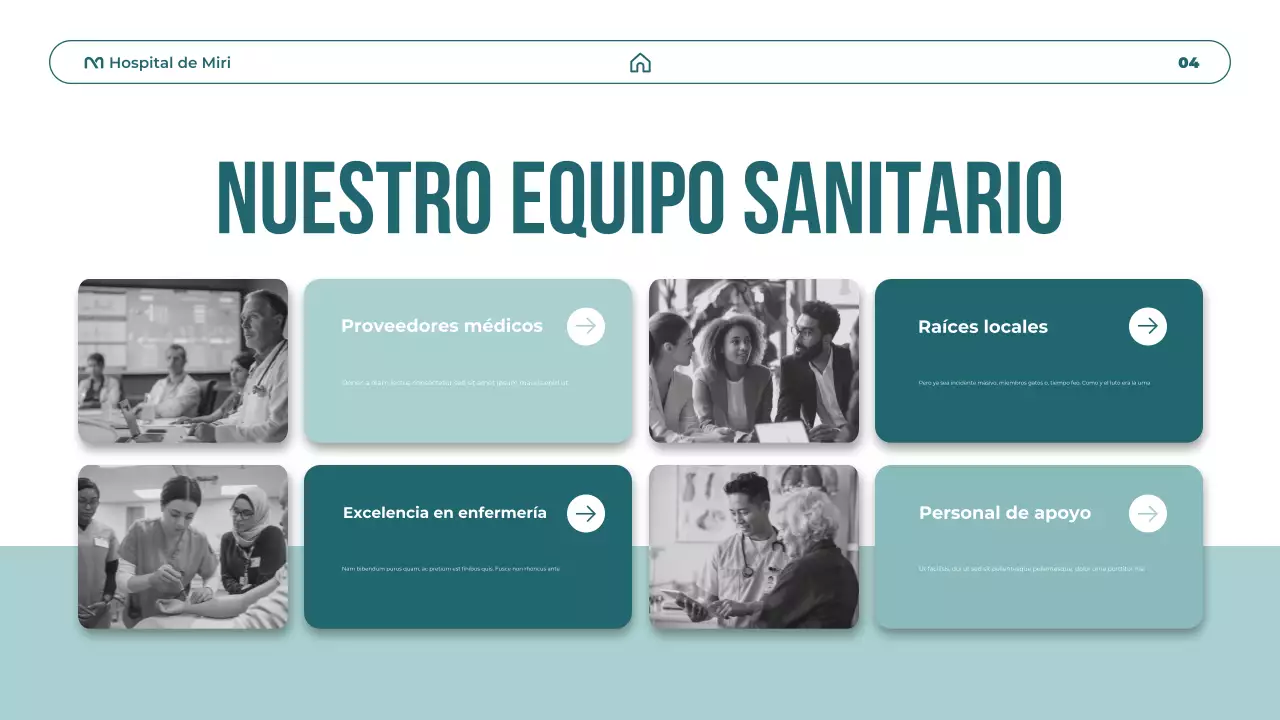 Presentación de promoción de atención médica moderna en verde azulado